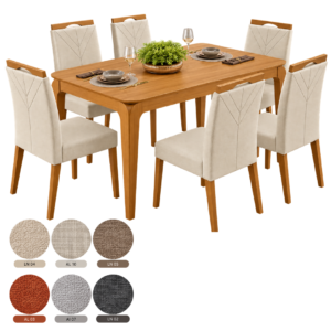 MESA AUREA C/ 6 CADEIRAS CINAMOMO
