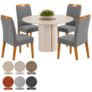 MESA SERENA C/ 4 CADEIRAS OFF WHITE