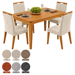 MESA AUREA C/ 4 CADEIRAS CINAMOMO
